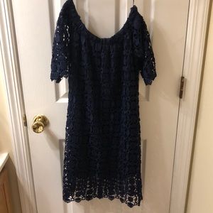 A Renee C. off the shoulder navy blue dress
